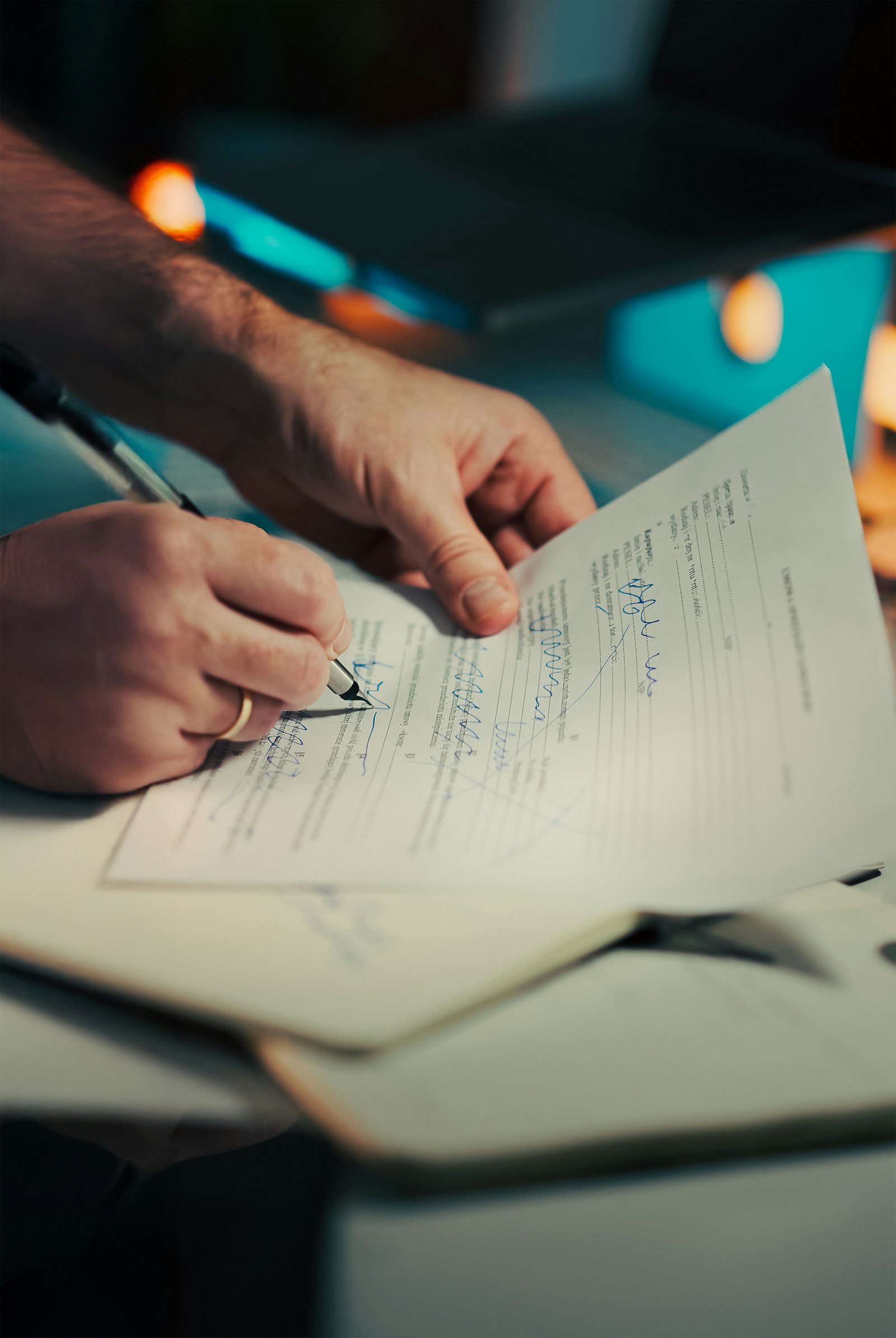 Man signing a document with a pen representing 1 BHK flats for sale in Bangalore under 40 lakhs