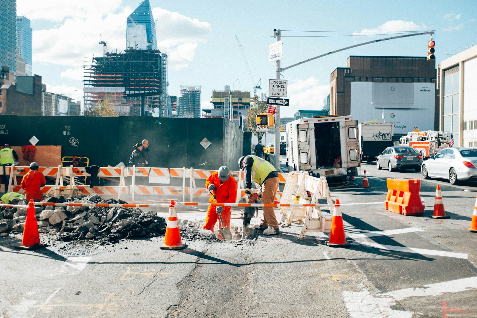 Road construction representing the New Balmatta Road widening project