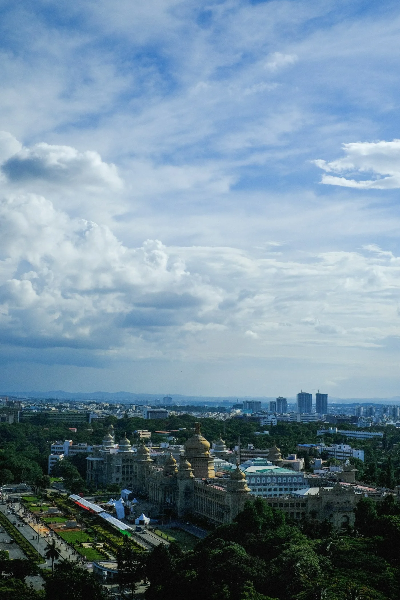 View of a city from the top of a hill