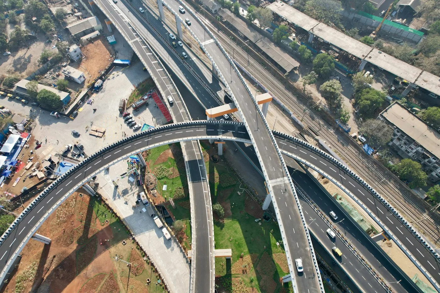Aerial view of a multi-lane highway