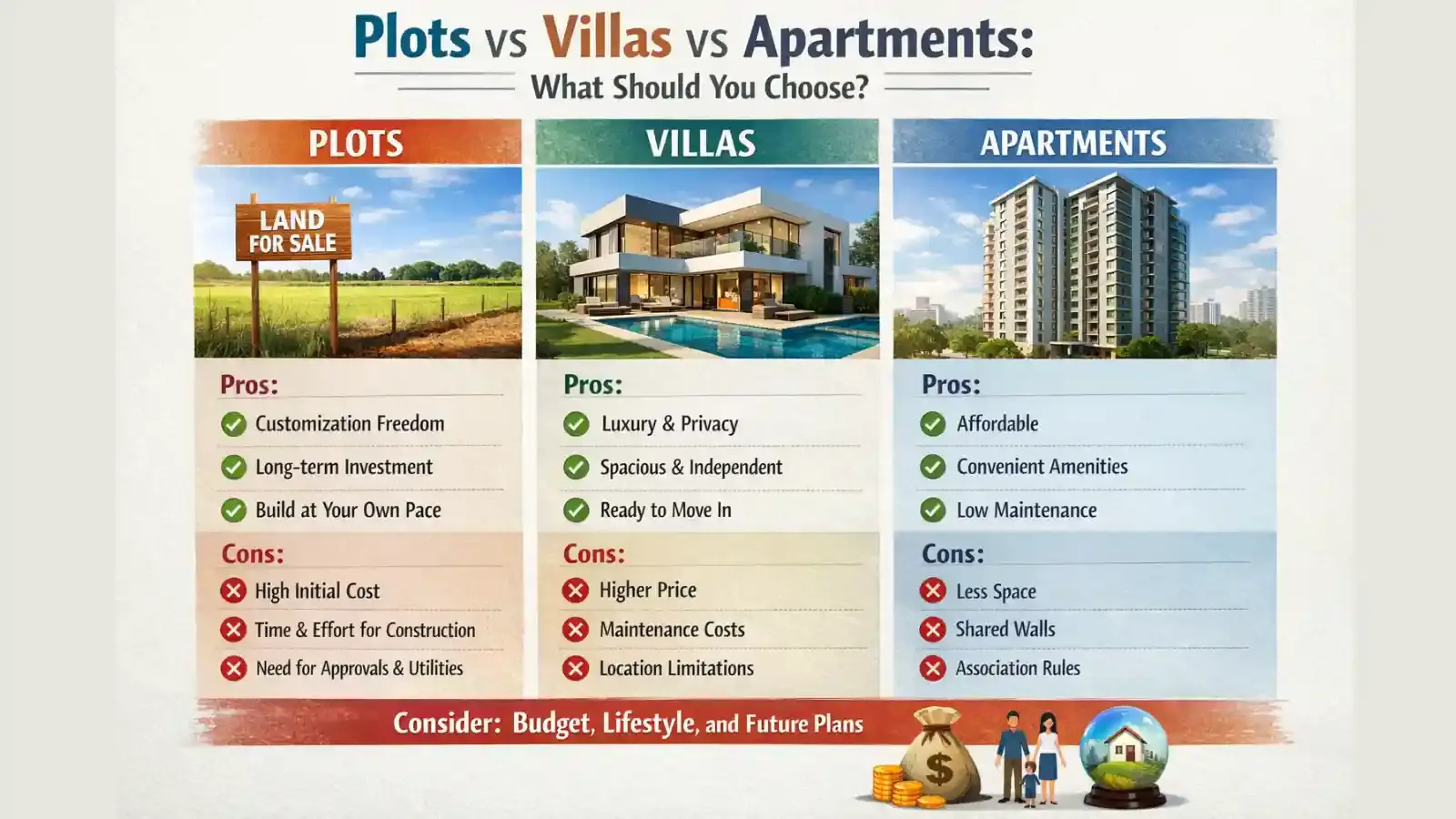 Plots vs Villas vs Apartments – What Should You Choose?