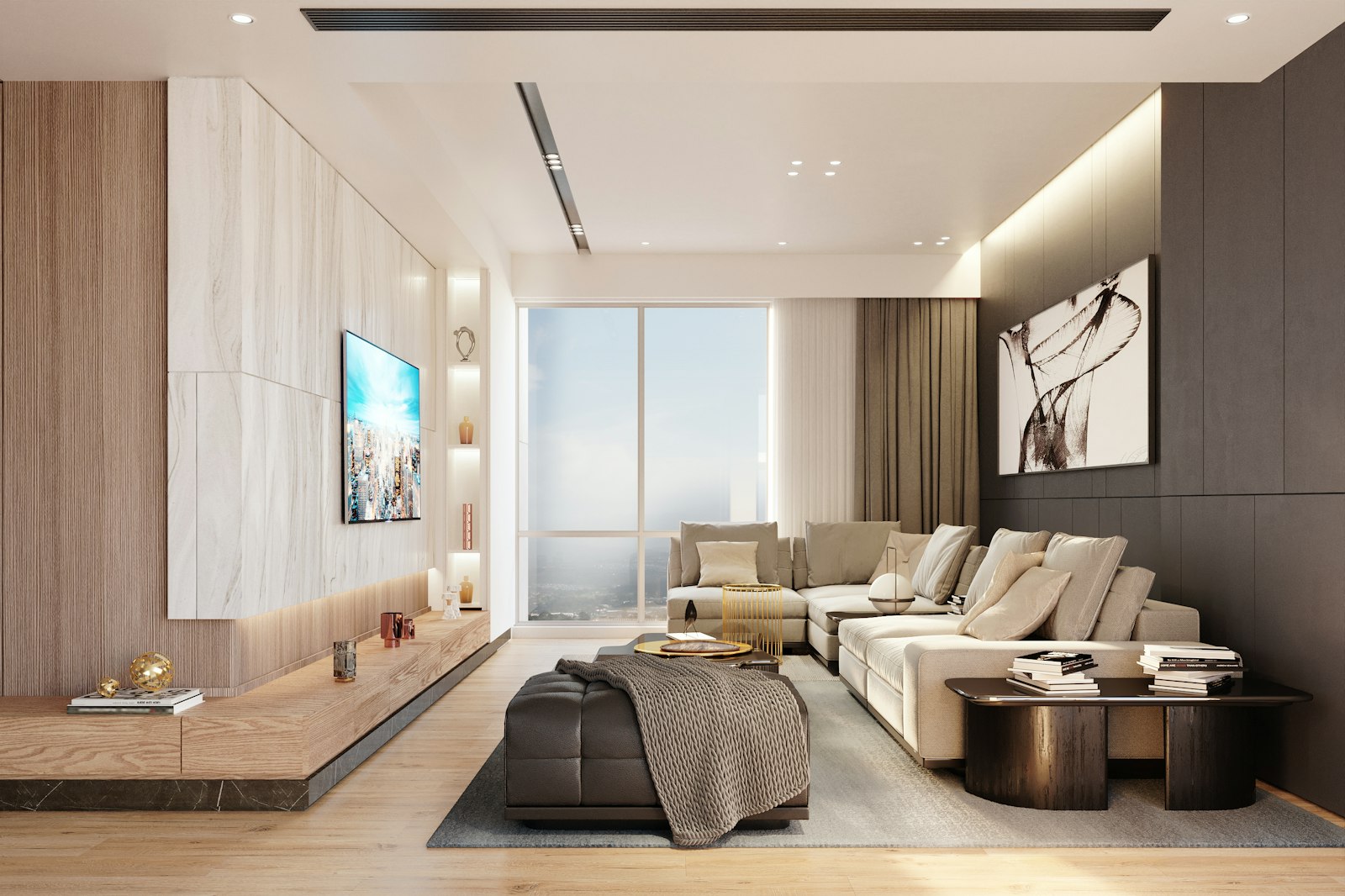 Luxury apartment interior living room representing Mangalore premium projects