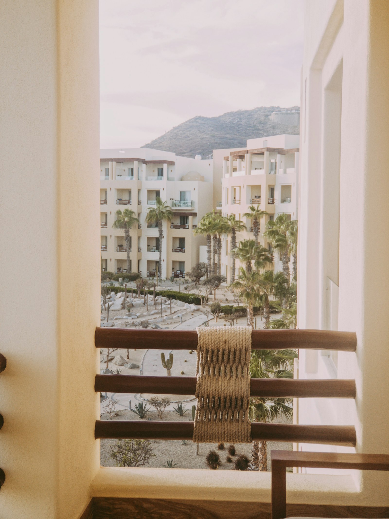 Balcony view overlooking coastal city