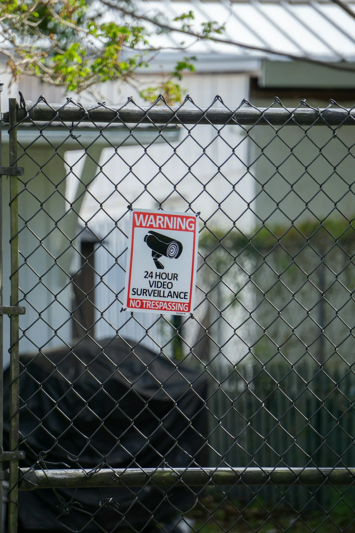 Warning sign for 24 hour video surveillance