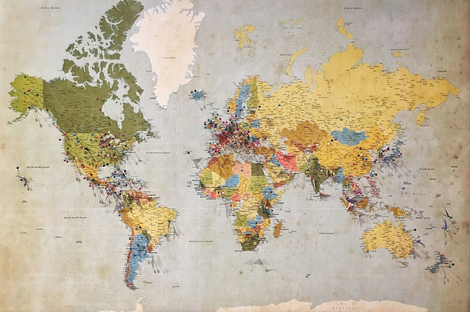 World map representing the long connecting journey from Australia to Mangalore