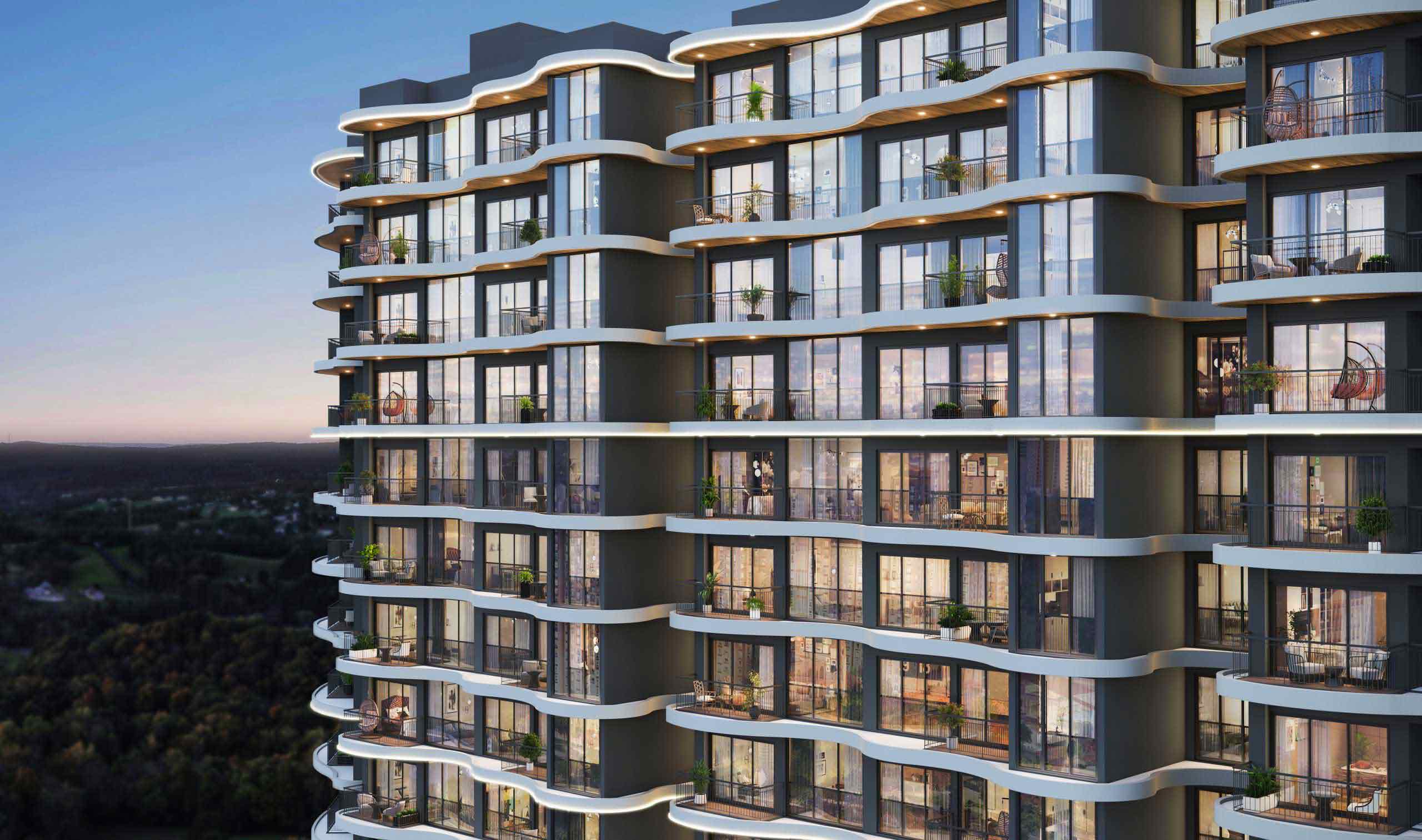 Casagrand Estancia building facade elevation, Kogilu