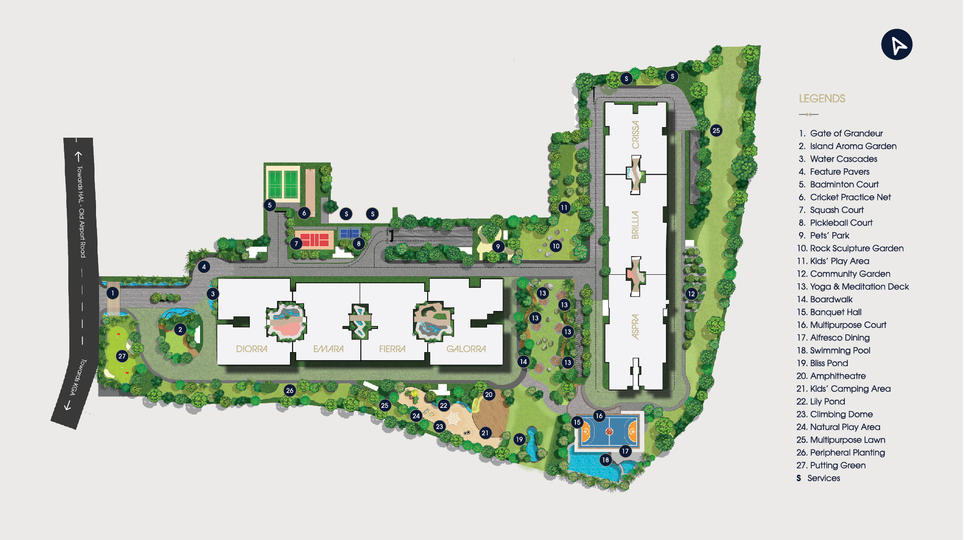Century Regalia master plan layout showing towers and amenity zones at Kodihalli