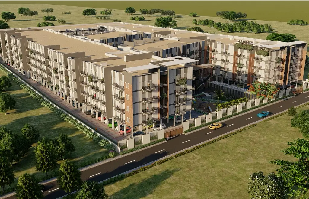 DS MAX Spoorthi elevation view, Sarjapur Attibele Road, Bengaluru
