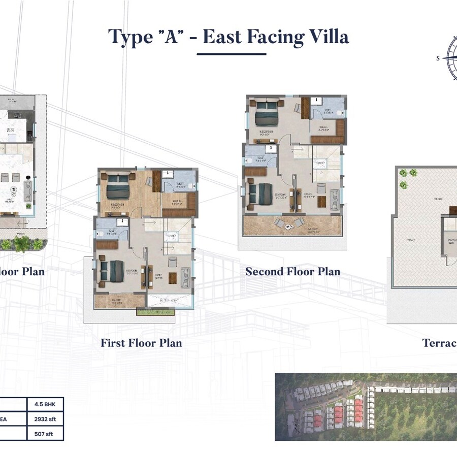 Raja Ira 4 BHK villa floor plan, 2932 sq ft