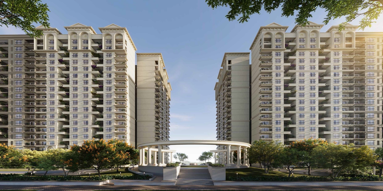 Sobha Neopolis exterior elevation — Greek-Santorini themed luxury township Panathur East Bangalore