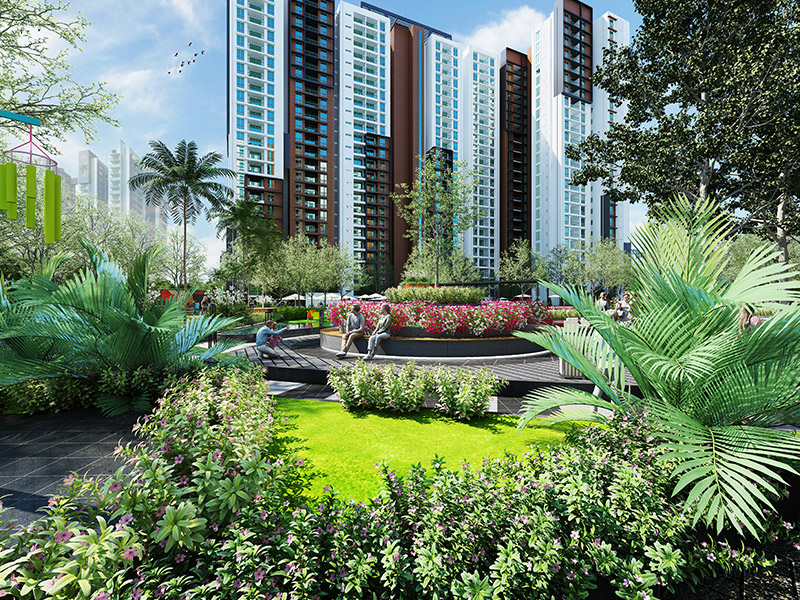 Trifecta Vanto project elevation view showing three residential towers on Sarjapur Road Bangalore