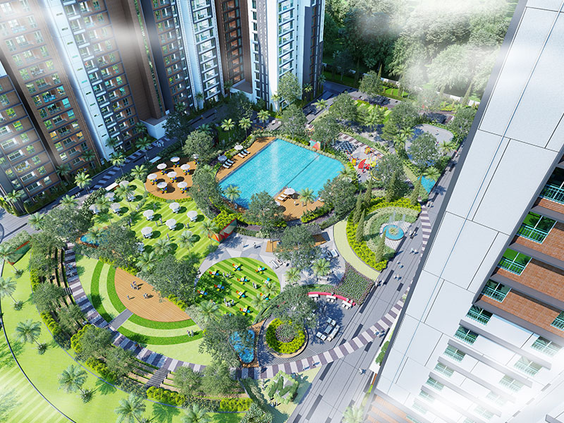 Trifecta Vanto master plan layout showing tower placement and open spaces